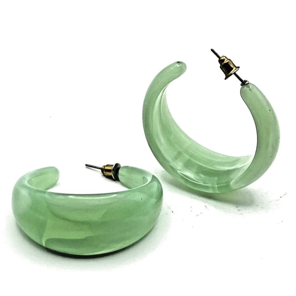Retro Marbled Retro Hoop Earrings Mid Century 1 in drop Modernist 60's 70